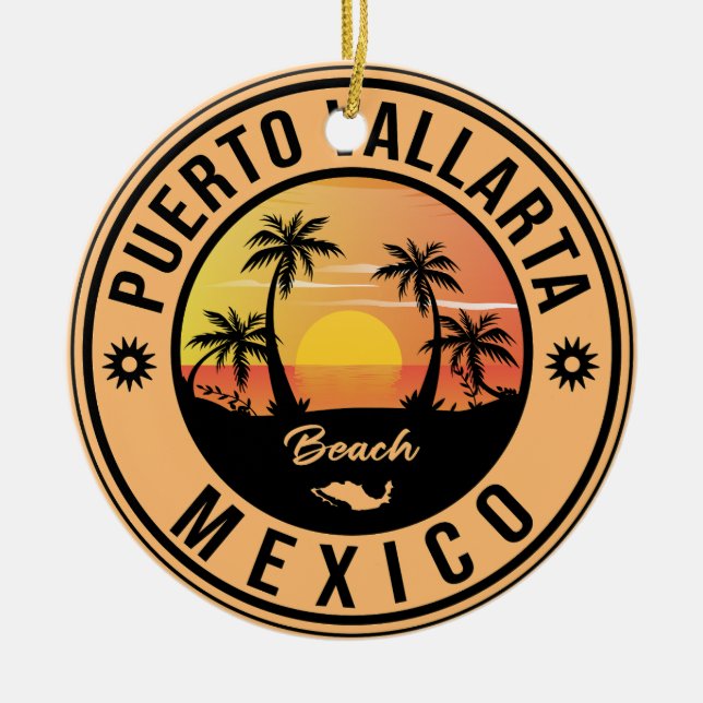 Puerto Vallarta Mexico beach. Mexican Playa Ceramic Ornament (Front)