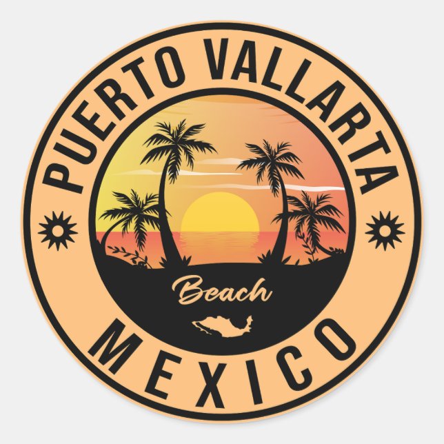 Puerto Vallarta Mexico beach. Mexican Playa Classic Round Sticker (Front)