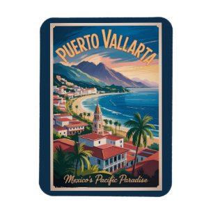 Puerto Vallarta Mexico Illustration Travel Art Magnet