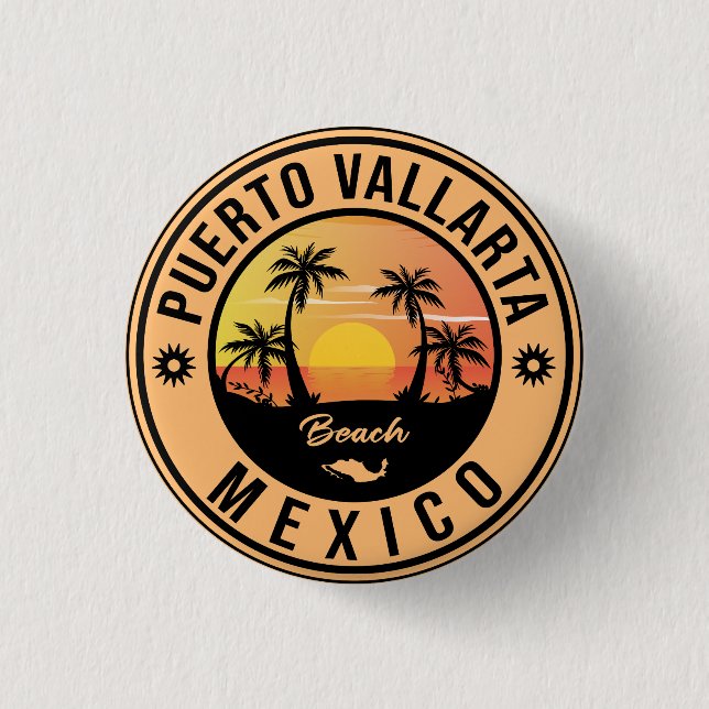 Puerto Vallarta Mexico island Mexican Playa Travel 1 Inch Round Button (Front)