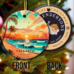 Puerto Vallarta Mexico Palm Tree Vintage Travel Ceramic Ornament<br><div class="desc">Puerto Vallarta Mexico Vintage 60s Souvenirs. Puerto Vallarta Beach Mexico - Retro Tropical Palm Tree 60s Souvenirs Vintage design makes a great Christmas or Birthday gift for fans of Puerto Vallarta Beach beach. The retro summer vibe design is a perfect gift for travel lovers and tropical destination fans. You can...</div>