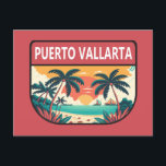 Puerto Vallarta Mexico Retro Emblem Postcard<br><div class="desc">Puerto Vallarta vector art design. It is a Mexican beach resort city situated on the Pacific Ocean's Bahía de Banderas in the Mexican state of Jalisco.</div>