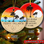 Puerto Vallarta Mexico Retro Sunset Souvenirs 60s Ceramic Ornament<br><div class="desc">Puerto Vallarta retro beach design for vacation. Puerto Vallarta Mexico Cities Vintage souvenir for travel to Mexico Beach Towns. Puerto Vallarta beach artwork for Mexico vacationers and backpackers. Puerto Vallarta retro souvenir. Design for backpackers and travel to Mexico . Beach with Vintage souvenir for seaside vacationers. - You can personalize...</div>