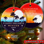 Puerto Vallarta Mexico Retro Sunset Souvenirs 60s Ceramic Ornament<br><div class="desc">Puerto Vallarta retro beach design for vacation. Puerto Vallarta Mexico Cities Vintage souvenir for travel to Mexico Beach Towns. Puerto Vallarta beach artwork for Mexico vacationers and backpackers. Puerto Vallarta retro souvenir. Design for backpackers and travel to Mexico . Beach with Vintage souvenir for seaside vacationers. - You can personalize...</div>