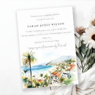 Puerto Vallarta Mexico Watercolor Bridal Shower Invitation