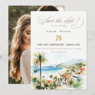 Puerto Vallarta Mexico Watercolor Photo Wedding Save The Date