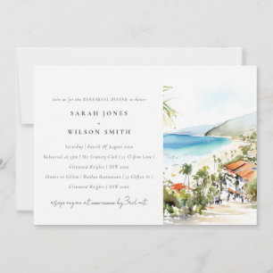 Puerto Vallarta Mexico Watercolor Rehearsal Dinner Invitation