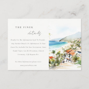 Puerto Vallarta Mexico Watercolor Wedding Details Enclosure Card