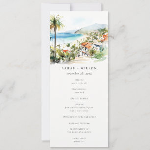 Puerto Vallarta Mexico Watercolor Wedding Program