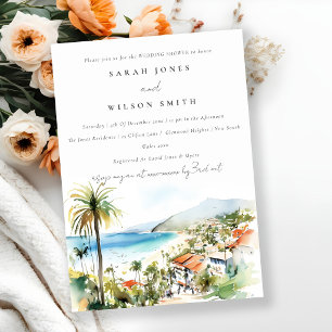 Puerto Vallarta Mexico Watercolor Wedding Shower Invitation