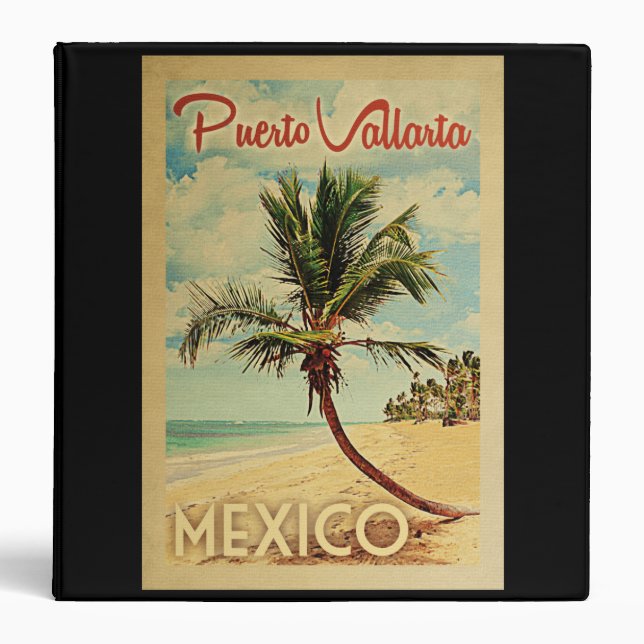 Puerto Vallarta Palm Tree Vintage Travel Binder (Front)