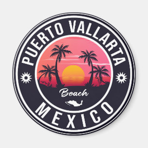 Puerto Vallarta Palm Tree Vintage Travel Souvenir Magnet
