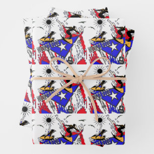puertorican flag wrapping paper sheet