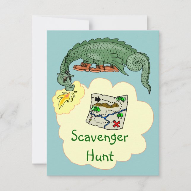 Puff Dragon & Scavenger Hunt Map Invitations (Front)
