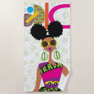 Puff Girl Colourful Beach Towel