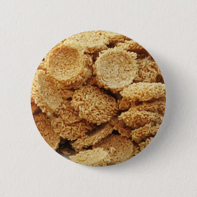 Puffed Rice Cakes ~ Asian Sweets Desserts Food 2 Inch Round Button (Front)