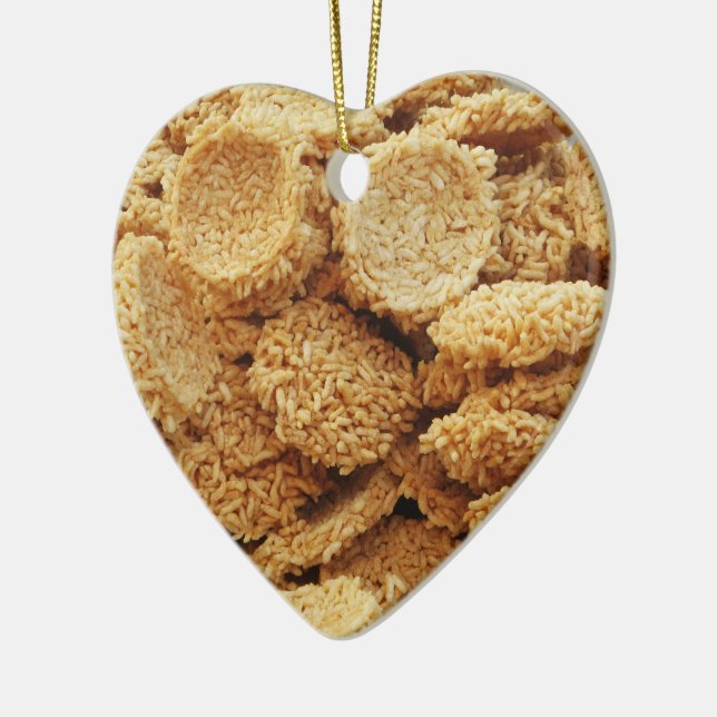 Puffed Rice Cakes ~ Asian Sweets Desserts Food Ceramic Ornament (Left)