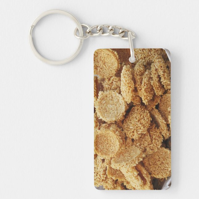 Puffed Rice Cakes ~ Asian Sweets Desserts Food Keychain (Front)