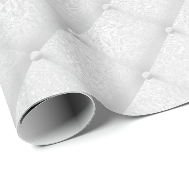 Puffed White Pearly Grey Silver Luxury Glass Wrapping Paper (Roll Corner)