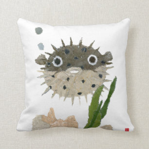 Puffer, Blowfish Throw Pillow