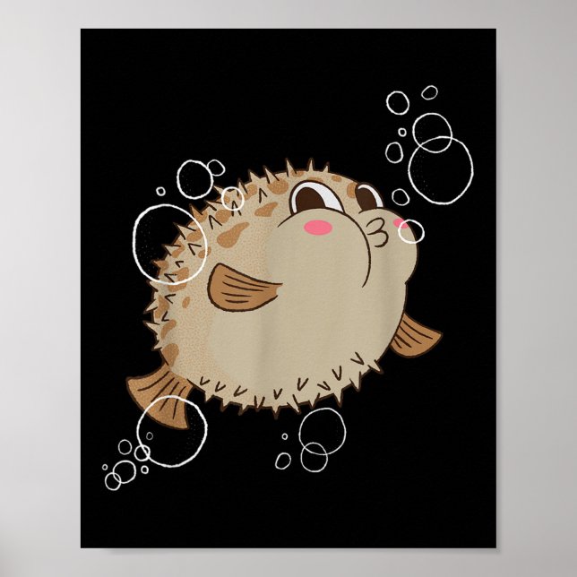 Puffer Fish Blowfish Bubbles  Poster (Front)
