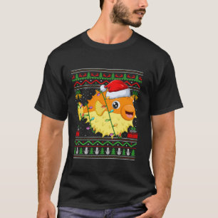 Puffer Fish Christmas Lights Santa Ugly Sweater Xm