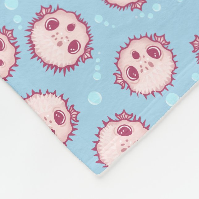 Puffer Fish Fleece Blanket (Corner)