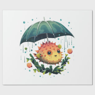 Puffer Fish Rainy Day With Umbrella Wrapping Paper