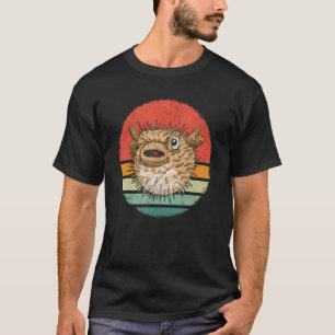 Pufferfish Retro Puffin Fish Sunset T-Shirt
