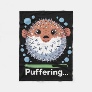 Puffering Fishing Fish Cute Pufferfish Fleece Blanket