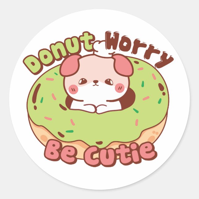 Puffi Doughnut Worry Classic Round Sticker (Front)
