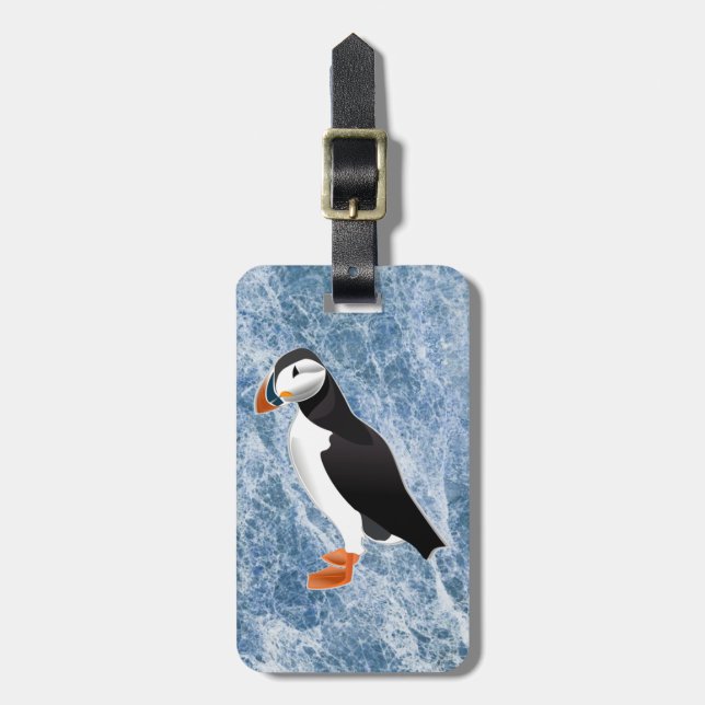 puffin bird luggage tag (Front Vertical)