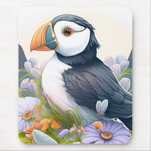 Puffin Bird Portrait Animal Painting Wildlife Free Mouse Pad