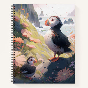 Puffin Bird Portrait Animal Painting Wildlife Free Notebook