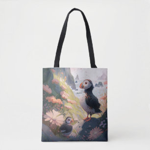 Puffin Bird Portrait Animal Painting Wildlife Free Tote Bag