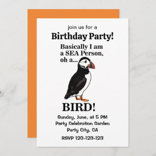 Puffin Bird Seabird Funny Birthday Party Invitation