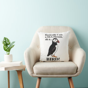 Puffin Bird Seabird Funny Throw Pillow