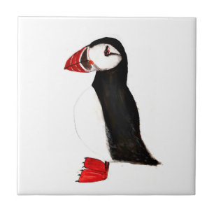 Puffin Bird Wildlife Watercolor Colourful Tile