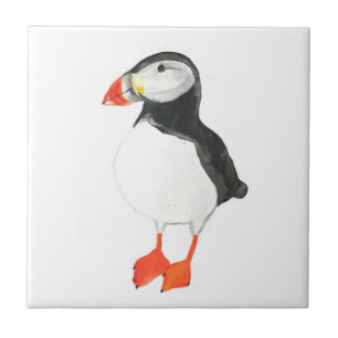Puffin Bird Wildlife Watercolor Colourful Tile