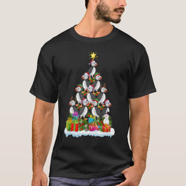 Puffin Bird   Xmas Holiday   Puffin Christmas Tree T-Shirt (Front)