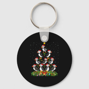 Puffin Bird Xmas Tree Gift Santa Hat Puffin Christ Keychain