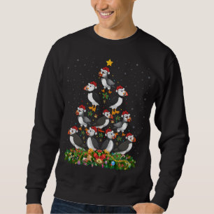 Puffin Bird Xmas Tree Gift Santa Hat Puffin Christ Sweatshirt