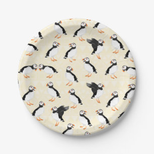 Puffin Birds Pattern Paper Plate