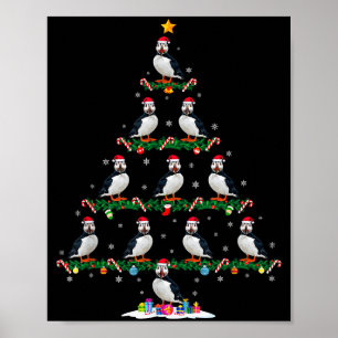Puffin Christmas Tree Pajama Men Women Kids Ugly X Poster