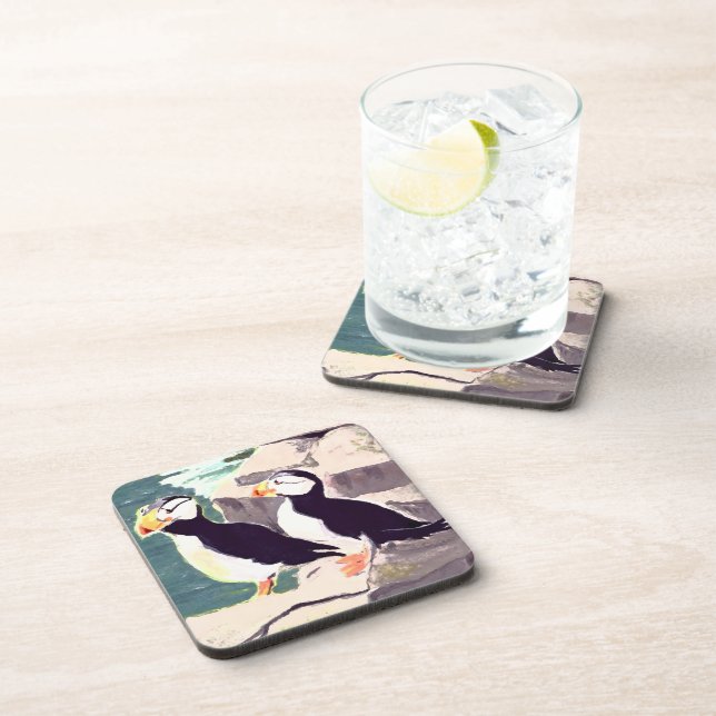 Puffin Cork Coasters (Right Side)