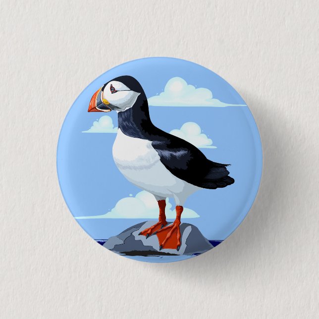 Puffin Cute Atlantic Seabird 1 Inch Round Button (Front)