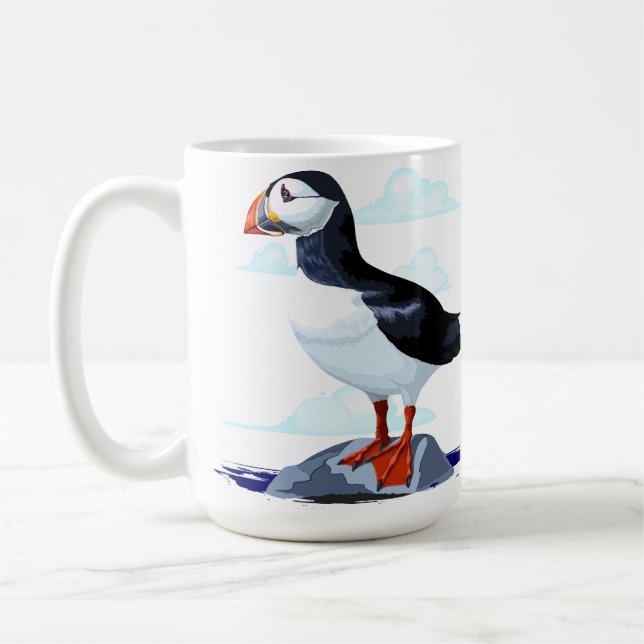 Puffin Cute Atlantic Seabird Coffee Mug (Left)