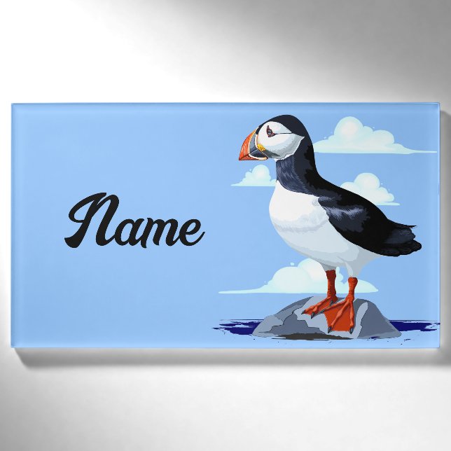 Puffin Cute Atlantic Seabird Name Tag (Front)
