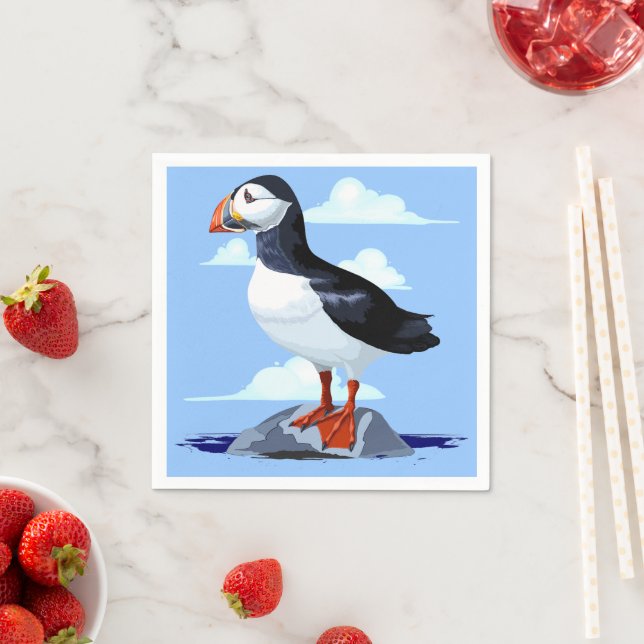 Puffin Cute Atlantic Seabird Napkin (Insitu)