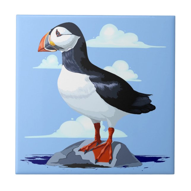 Puffin Cute Atlantic Seabird Tile (Front)